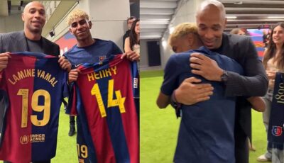 فيديو لقاء الماضي والحاضر بين تييري هنري ولامين يامال