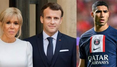 فيديو نظرة أشرف حكيمي الغريبة الى زوجة ماكرون