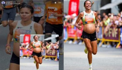 حامل في شهرها السابع بطلة سباق كاراكاس